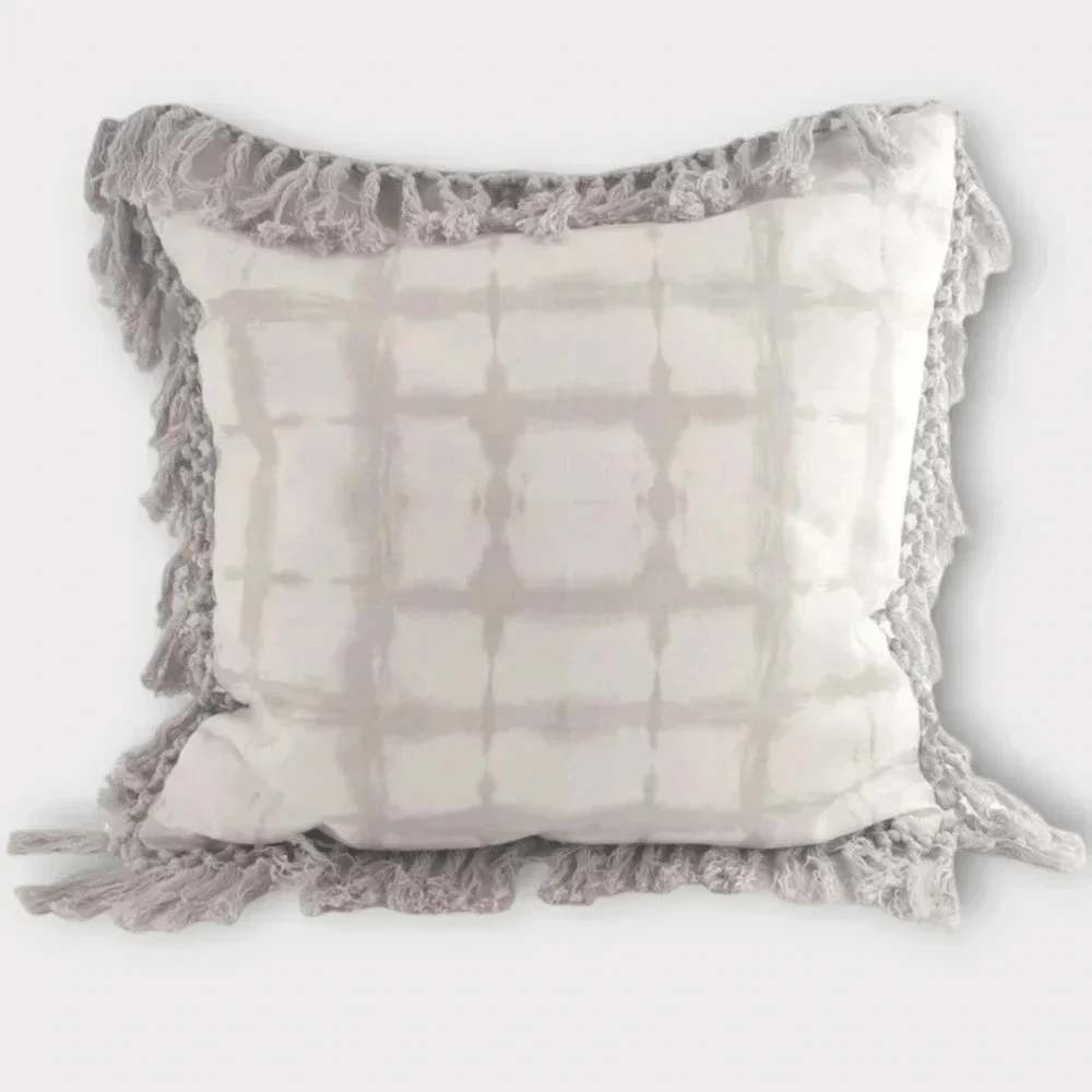 Thro Shibori Fringe Trim Pillow Cover 20